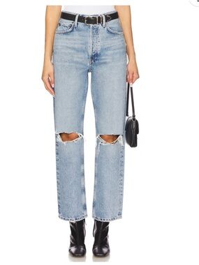 Agolde 90s mid rise loose straight legs jeans ripped 27
